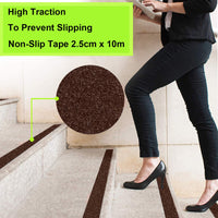 1 x RAW Customer Returns ONTWIE Brown Anti-Slip Tape 2.5cm x 10m, Anti-Slip Safety Rail Tape for Stairs, Safety, Step Board, Indoor, Outdoor - RRP €11.99