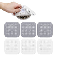 4 x Brand New Silicone drain protection filter, floor drain strainer, drain hair catcher, pack of 6, cleaning for bathroom, bathtub and kitchen, white and grey - RRP €81.6