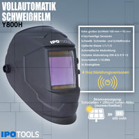 1 x RAW Customer Returns Automatic welding helmet IPOTOOLS LY800H 4 high-quality sensors, extra large field of view 100 93mm Fully adjustable solar welding helmet for all welding applications with protection levels DIN 4 5-9 9-13 - RRP €58.99