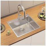 1 x RAW Customer Returns Auralum sink 54 x 49 cm, stainless steel kitchen sink, 1 bowl built-in sink, small kitchen sink including 500 ml soap dispenser, siphon drain and overflow fitting - RRP €138.0