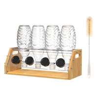 1 x RAW Customer Returns Msoesticc.dl Sodastream bottle holder bamboo, 4 draining rack bottles draining rack with draining tray and bottle brush, bottle stand for SodaStream Crystal and Emil bottles - RRP €28.22