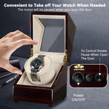 1 x RAW Customer Returns CHIYODA watch winder for one watch Watch Winder Automatic watch box with quiet Mabuchi motor and 12 rotation modes, battery operated or power adapter, wood - RRP €79.99