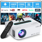 1 x RAW Customer Returns 4K Support Projector with 5G WiFi and Bluetooth, XGODY X1 12000L Native 1080P HD Built-in Android OS Projector YouTube Netflix pre-installed, 8000 Apps, Dolby Sound Smart Portable Projector with Bag - RRP €203.88