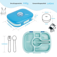 26 x Brand New Eowihor lunch box for children with compartments, 640 ML leak-proof bento box for children with spoon and fork, 1 sauce pot, name sticker, lunch box for children for kindergarten girls and boys - RRP €571.74