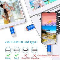 1 x RAW Customer Returns SANKESU 512GB USB Stick 3.0 USB C Flash Drives USB-A Type-C OTG Memory Stick, Dual Memory Sticks for PC Tablet Laptop Type C Cell Phone Blue  - RRP €40.33