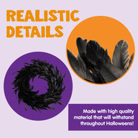 4 x Brand New JOYIN Natural Feather Garland in Black 35cm Halloween Decorations Scary Scene Party Favors Photo prop Trick or treating Front Door - RRP €91.2