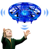 1 x RAW Customer Returns UFO Drone for Kids, Mini Flying Drone with LED Lights, Hand Controlled RC Quadcopter, Outdoor Infrared Induction Aircraft, Toys for Boys and Girls Blue  - RRP €18.65