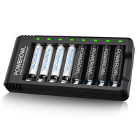 1 x RAW Customer Returns Powerowl battery charger 8 slot battery charger for AA AAA rechargeable batteries including 4x AA 4x AAA 2800 mAh batteries with battery charger Micro-USB connection - RRP €23.8