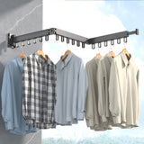 1 x RAW Customer Returns TIHOOK Clothes Rack Wall Mounted 60 24 cm, Foldable Retractable Rotatable Clothes Rack with 12 Hooks, Aluminum Alloy Clothes Rail for Wall Mounting, for Balcony, Laundry, Wardrobe, Bathroom - RRP €29.15