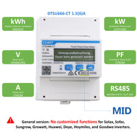 1 x RAW Customer Returns CHINT Three-Phase Electronic Smart Energy Meter DIN35mm, 1.5 6 A with CT Connection, with RS485 Interface, Modbus RTU Compliant, MID Certified, DTSU666-CT - RRP €97.99