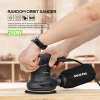 1 x RAW Customer Returns GALAX PRO Round Sander, 280W 6 Variable Speeds 6000-13000 RPM Random Orbit Sanders, 15pcs 125mm Sanding Discs, Dust Collection System, Ideal for DIY - RRP €32.26