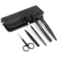 1 x RAW Customer Returns Gibot eyebrow set, 5 pieces stainless steel tweezers, eyebrow scissors, eyebrow brush, eyebrow shaving, eyebrow pencil and travel box for women and men - RRP €10.49