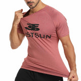 1 x Brand New JustSun Fitness Slim Fit T-Shirt Men s Sports Shirt Men s Short Sleeve Sports Shirt Men Muscle Shirt Bodybuilding Gym Quick Drying Red XXL - RRP €27.6