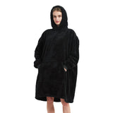 1 x Brand New HiZYNEAT Black Oversized Sweatshirt Super Soft Oversize Hoodie Women Men Plus Size Fluffy Blanket - RRP €36.99