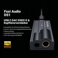 1 x RAW Customer Returns Fosi Audio DS1 Portable DAC Headphone Amplifier, Headphone Amp with ES9038Q2M Chip Supports PCM 32-bit 768kHz DSD512, 3.5mm 4.4mm Outputs for Hi-Fi Audio, USB DAC Amplifier for Headphones - RRP €89.99