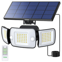 1 x RAW Customer Returns INTELAMP solar spotlight with motion detector, 6000mAh 1200LM solar lamps for outdoor use with remote control, 4 modes 270 wide angle solar lights with 3m cable - RRP €48.4