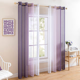 1 x RAW Customer Returns MIULEE Set of 2 Voile Curtains, Two-Tone Curtain with Eyelets, Transparent Curtain, Eyelet Curtain, Window Curtain, Translucent for Bedroom, 140 x 215 cm, White Purple - RRP €30.24