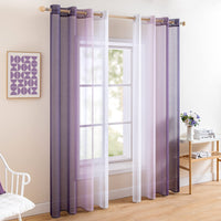 1 x RAW Customer Returns MIULEE Set of 2 Voile Curtains Two-Tone Curtain with Eyelets Transparent Curtain Eyelet Curtain Window Curtain Translucent for Bedroom, 140 x 185 cm, Purple - RRP €26.99