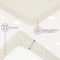 1 x RAW Customer Returns Dreamzie - fitted sheet 70x140 baby pack of 2 - cotton Oeko Tex certified - white and beige - 100 jersey fitted sheet 70x140cm - RRP €18.95