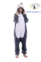 1 x RAW Customer Returns EJsoyo Adult One-Piece Rabbit Sleepwear Lion Animal Puppy Cartoon Costume and Teens Pajamas Unisex Christmas Halloween Cosplay S, Wolves - RRP €36.29