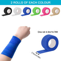 1 x Brand New Rolls of self-adhesive bandage 12 pieces 2.5 cm x 4.5 m bandage self-adhesive rolls of self-adhesive bandage elastic adhesive bandage dressing material sport for sport hand arm foot joint finger colored  - RRP €22.8