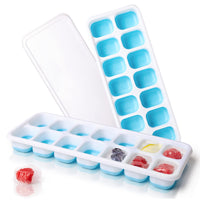 4 x Brand New iFancy Hot Summer ice cube tray with lid Ice cube container space-saving stackable TPE PP ice cube tray Blue Pack of 2 - RRP €63.96