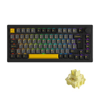 1 x RAW Customer Returns Akko 3068B Plus RGB Mechanical Gaming Keyboard, ISO DE Layout, 3 Modes BT5.0 2.4Ghz Type C Compact Mini Keyboard with Hotswap, Cherry PBT Keys, Programmable Black Gold, Linear Switch  - RRP €99.42