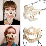 14 x Brand New JYMSB Animal Skeleton Mask Halloween, Resin Dog Skull Bone Teeth Scary Horror Devil Wolf Werewolf Mask Half Mask B - RRP €261.94