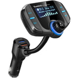 1 x RAW Customer Returns Bluetooth FM transmitter with 1.7 inch display and two USB ports black  - RRP €26.21