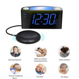 1 x RAW Customer Returns Bed Shaker Vibration Alarm Clock, 7 Dimmable Display, 7 Color Night Lights, 12 24, Battery Backup Settings, Large Alarm Clock for Bedroom, Cushions - RRP €29.99