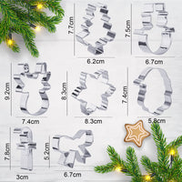 1 x RAW Customer Returns Faburo 7pcs Christmas Cookie Cutters, 3D Stainless Steel Cookie Cutters for Baking - Reindeer, Christmas Tree, Santa Claus, Gloves, Snowflake, Candy Dog, Marzipan - RRP €20.4