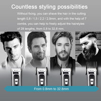 1 x RAW Customer Returns Hair clipper for men, 11-in-1 professional hair clipper, long hair trimmer for battery and mains operation, beard trimmer, hair trimmer with ceramic titanium blades, 28 lengths and 7 attachments - RRP €34.27