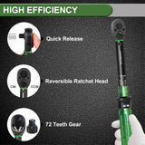 1 x RAW Customer Returns Uharbour torque wrench, torque wrench bicycle motorcycle car, 0.1 Nm micro adjustment with lock, 3 error accuracy torque wrench with 72 teeth 1 4 , 3-25Nm green  - RRP €32.88