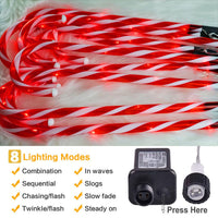 1 x RAW Customer Returns Candy cane LED fairy lights outdoor set of 10, 55cm height 60 LEDs red with 8 modes illuminated Christmas path marker landscape path light Christmas lighting decoration for Christmas garden decoration - RRP €39.31