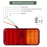 1 x RAW Customer Returns EYPINS 2x universal tail lights, rear lights, brake light, trailer lighting, license plate lighting, 24 LED IP65 for 12V trailer, vehicle, truck, caravan, boat, van E-Mark E11  - RRP €31.99