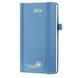 3 x Brand New POPRUN pocket calendar 2024 small 16.5 x 9 cm Jan.2024-Dec.2024 - calendar 2024 hardcover with pen loop - appointment planner, weekly planner with FSC -certified paper - haze blue - RRP €28.77