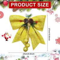 4 x Brand New SCHYIDA Large Christmas Bow Christmas Bows 25 30cm Christmas Tree Bows Gold Christmas Tree Bow Glitter Christmas Tree Bow Christmas Tree Decorations for Christmas Party - RRP €81.6