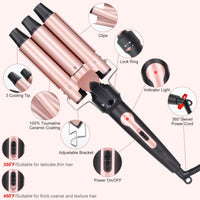 1 x RAW Customer Returns 5 in 1 Curling Iron Set with 3 Barrels Beach Waves Wave Iron for Hair Large Small Curls with Various Curling Iron Attachments Ceramic Tourmaline Coating Curling Iron for Long Short Hair - RRP €44.99