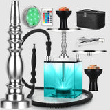 1 x RAW Customer Returns REANICE Shisha Hookah Set, Portable Premium Shisha with Protective Cover, Silicone Smoking Bowl, Aluminum Immersion Tube Diffuser Travel Shisha Blake  - RRP €58.48