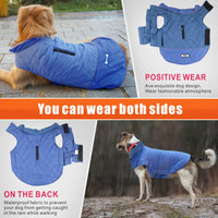 2 x Brand New Idepet Windproof Dog Coat Winter Warm Jacket,Anti-Snowsuit Dog Clothes for Small Medium Dogs with Harness Hole Blue Pink Gray - RRP €51.62