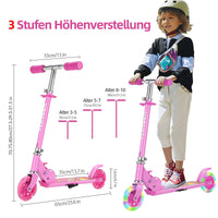 1 x RAW Customer Returns TENBOOM scooter children 6 years, 2 LED light up wheels kick scooter children 3 years girls boys foldable height adjustable rear wheel brake scooter for 3-10 years - RRP €49.4