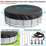 1 x RAW Customer Returns LXKCKJ Round Pool Cover, Winter Covers for Above Ground Pools, Extra Thick Pool Cover with Drawstring Design, PE Tarpaulin Ideal for Waterproof and Dustproof 7.6 m, Black  - RRP €122.94