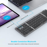 1 x RAW Customer Returns Wireless Keyboard with Sensitive Touchpad, Rechargeable, Portable and Foldable, Dual Bluetooth Keyboard for Laptop Tablet iPad Smart TV, Compatible with Windows, iOS, Mac OS, Android, Gray - RRP €20.4