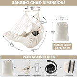 1 x RAW Customer Returns Chihee Hammock Chair Hanging Swing 2 Cushions Included, Durable Spreader Bar Cotton Fabric Hanging Chair Side Pocket Large Tassel Chair Set Footrest Support Lower Leg Foot Comfortable - RRP €43.27