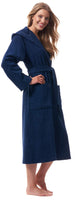 1 x RAW Customer Returns Morgenstern women s bathrobe with hood, cotton, terry cloth, long, navy blue, size MI 40 42 - RRP €50.36