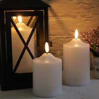 1 x RAW Customer Returns Eldnacele Flickering Flameless Candles, Waterproof Battery Operated LED Candles with Remote Control Timer White Pillar Candles for Indoor Outdoor Home Garden Lantern Decoration 3 Pack  - RRP €27.22