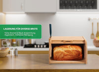 1 x RAW Customer Returns Vylure united practical bread bin made of bamboo 32x25x18 cm - Bread storage in the kitchen - Stylish knife block 18x8.5cm - Incl. integrated sliding function - RRP €30.24