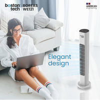 1 x RAW Customer Returns BOREAS Tower Fan Remote Control, Up to 7.5 Hour Timer, Auto Off, Touch Buttons, 81cm Height, 75 Oscillation, 3 Speeds, Night Mode, WE121 White  - RRP €47.93