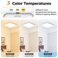 1 x RAW Customer Returns slochi 3 pieces LED ceiling light, 3000K 4000K 6500K ceiling lamp 15W 1500LM, waterproof flat bathroom lamp ceiling, ultra thin square lamps ceiling lamps for bathroom kitchen hallway balcony 18CM - RRP €28.79