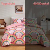 1 x RAW Customer Returns GETIYA Rainbow bed linen 135 x 200 microfibre bed linen girls women bed linen rainbow glowing in the dark single bed duvet cover pink bed linen with pillowcase 80 x 80 cm - RRP €26.2